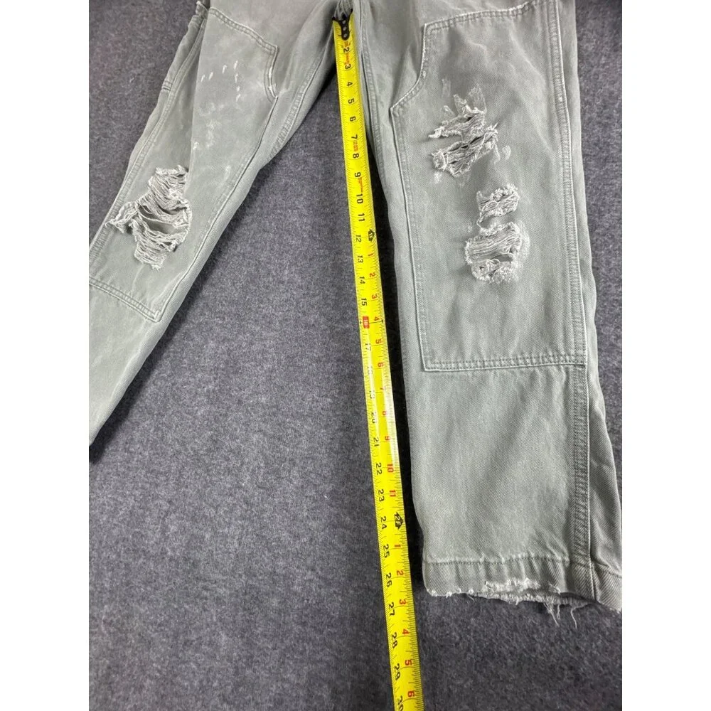 Abercrombie & Fitch Men's Pants Light Green Distressed Utility 28x30 Loose Fit - Picture 6 of 11